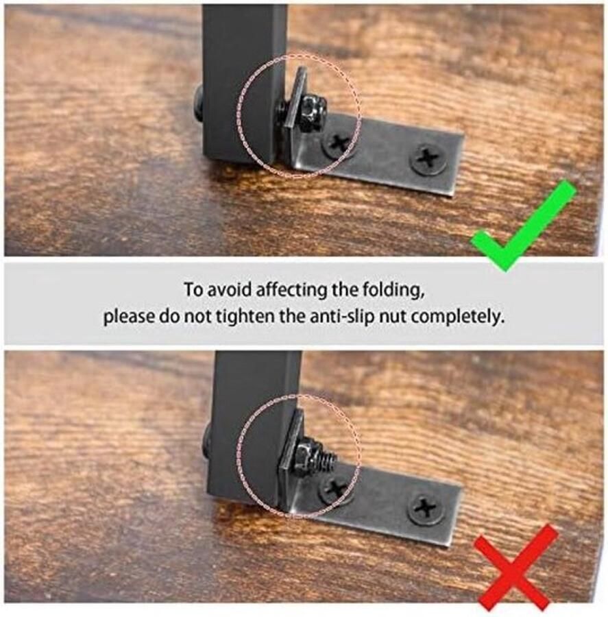 PolkaHome Industriële Bijzettafel Opvouwbaar Set van 2 Rustiek Bruin