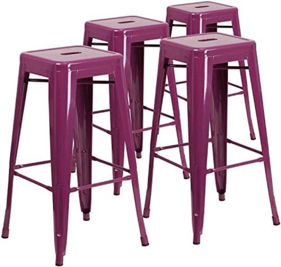 PolkaHome Industriële stijl Metalen Barkruk Set van 4