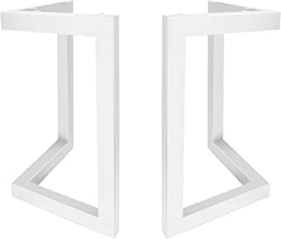 PolkaHome Industriële Tafelpoten Stalen Meubelpoten met V T-Frame Inclusief Schroeven en Vloerbescherming Set van 2 Wit