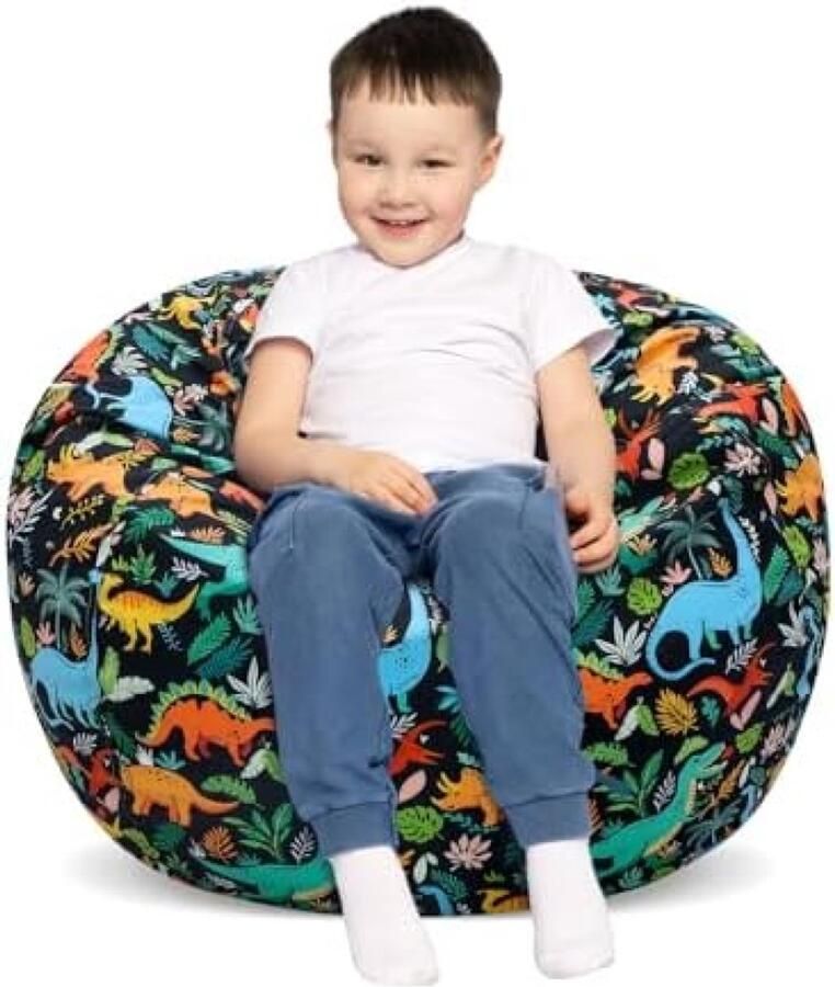 PolkaHome Kinder Zitzak Stoel Zachte Dinosaurus Print Opbergzak