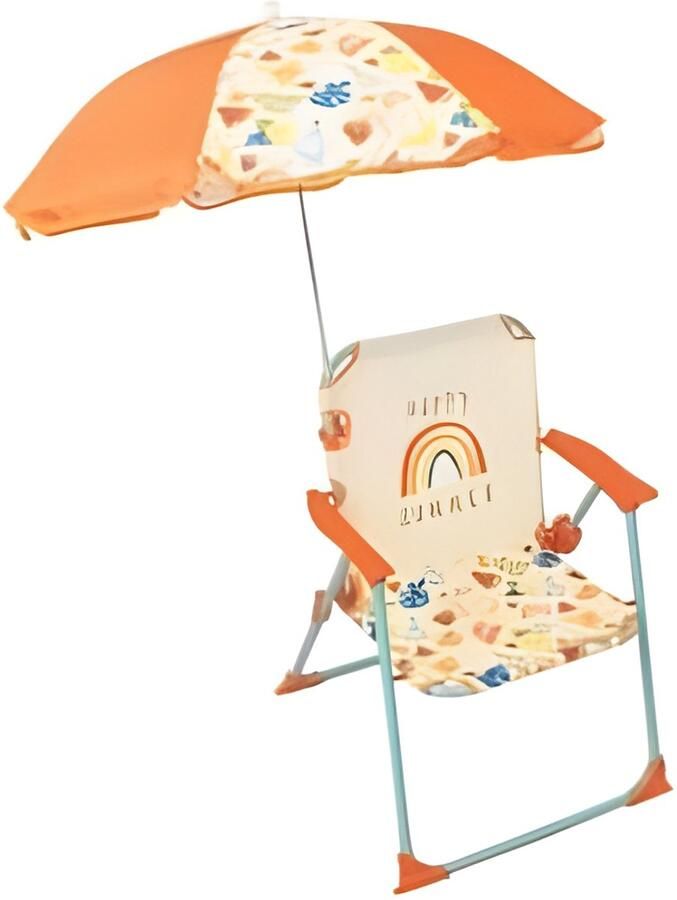 PolkaHome Klapstoel Camping met Parasol H.38 5 XL.38 5 x D 37 5 cm + PARASOL Ø 65 cm Veelkleurig