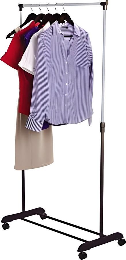 PolkaHome Kledingrek enkele kledingstang verstelbaar metaal 160 x 42 x 81 cm