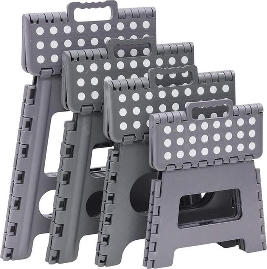 PolkaHome Kleine vouwkruk Opvouwbare kruk voor kinderen en volwassenen Draagbare en opvouwbare kruk Draagvermogen 150 kg Kruk voor keuken badkamer camping tuin 22 cm hoog Grijs