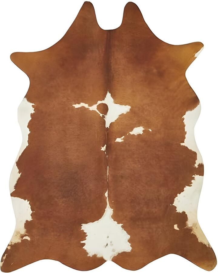 PolkaHome Koeienhuid tapijt Amarillo van kunstbont tapijt slaapkamer woonkamer imitatiebont in fotoprint 125 x 155 cm crème-bruin