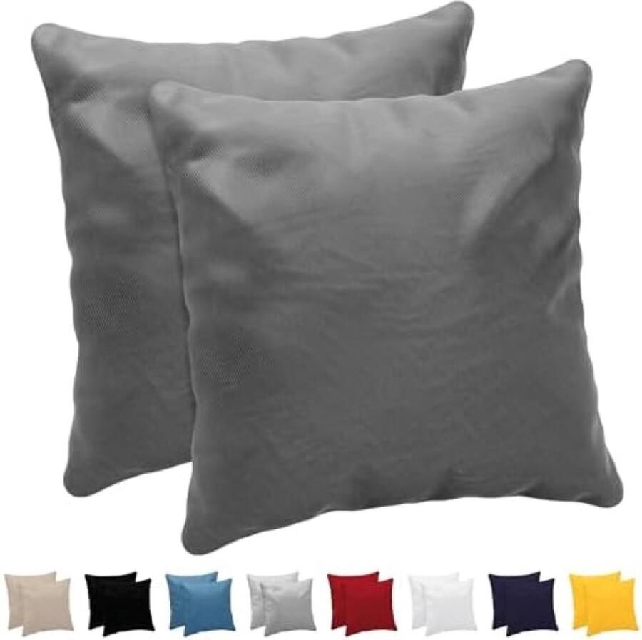 PolkaHome Kussensloop (Set van 2) – Antraciet Katoen Voor Kussens 40 x 40 cm 100% Jersey Katoen Beddengoed Dubbel Bed Kussensloop Kussenbeschermer Bestendig en Hypoallergeen