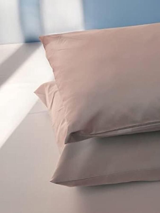 PolkaHome Kussenslopen 100% Pure katoen 50x80 CM Set van 2 Bed Kussen Stoffen Gemaakt in Italië Tassluiting Solid Color Standaard Maat met Schildpad