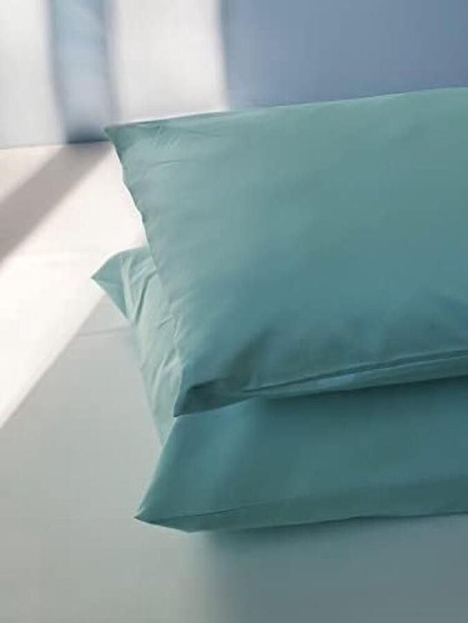 PolkaHome Kussenslopen van 100% puur katoen 50x80 CM Set van 2 Bed Kussen Stoffen Gemaakt in Italië Tassluiting Uni Donkergroen