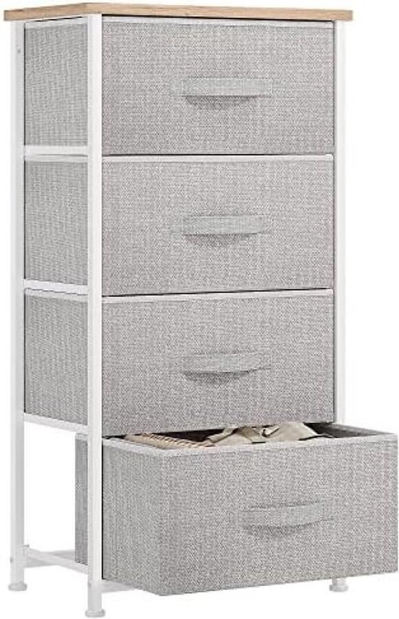 PolkaHome Ladekast met 4 lades en houten bovenblad