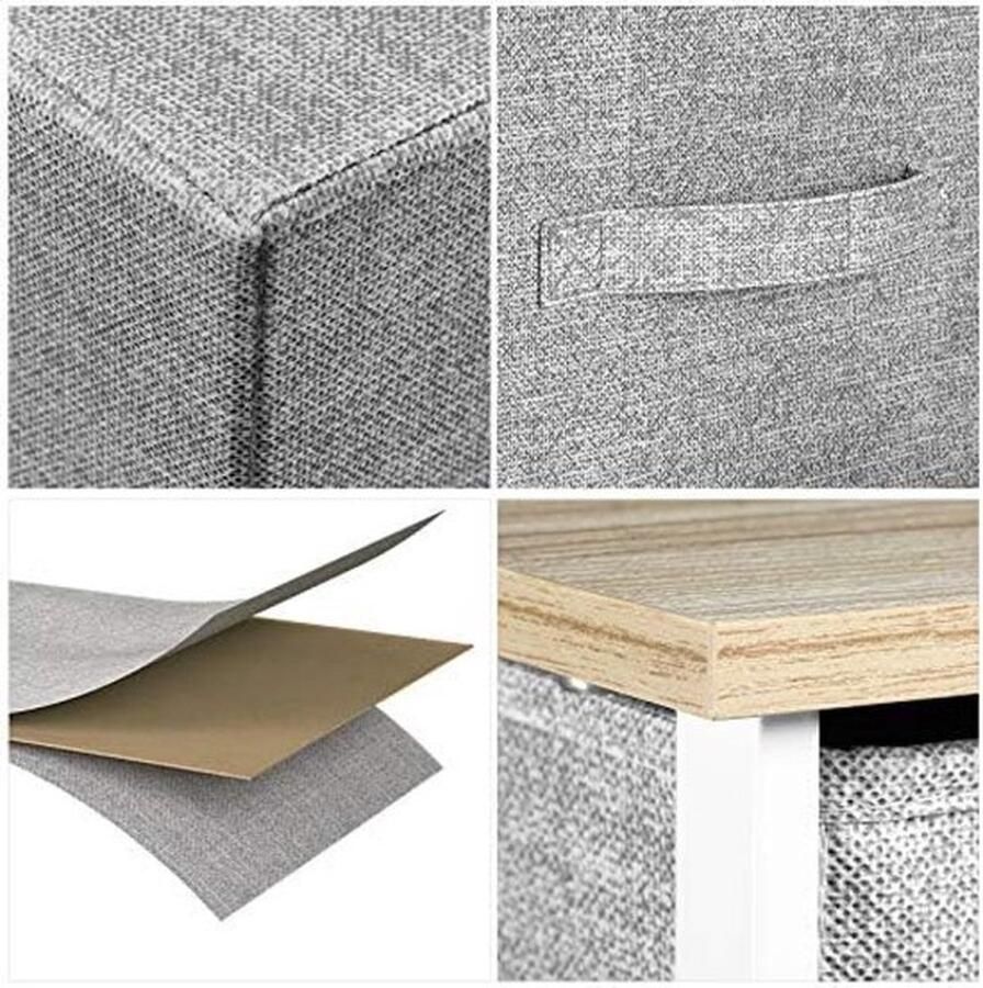 PolkaHome Ladekast niet-geweven stof 5-lade opbergorganizer voor slaapkamer woonkamer kast stevig stalen frame gemakkelijk te trekken stoffen bakken en houten top stoffen dressoir