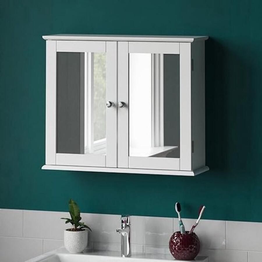 PolkaHome Medicijnkastje Met Spiegel Medicijnkast Toiletkastje Badkamerkast Hoog Hangkast Hangend Medicijnkastje Twee Deuren