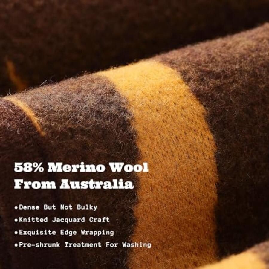 PolkaHome Merino Wollen Deken Zachte Grote Warme Wasbare Woondeken voor Bed Bank Auto Picknick en Reis 160 x 200 cm Regenwoudbruin