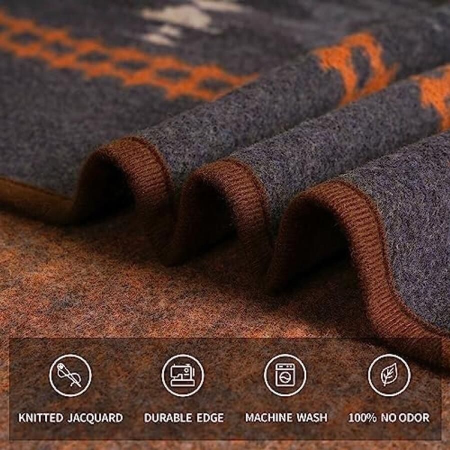 PolkaHome Merinowollen Deken Warme Dikke Wasbare Plaid 160 x 200 cm Geschikt voor Alle Seizoenen Ideaal voor Camping Bank Bed Donkergrijs