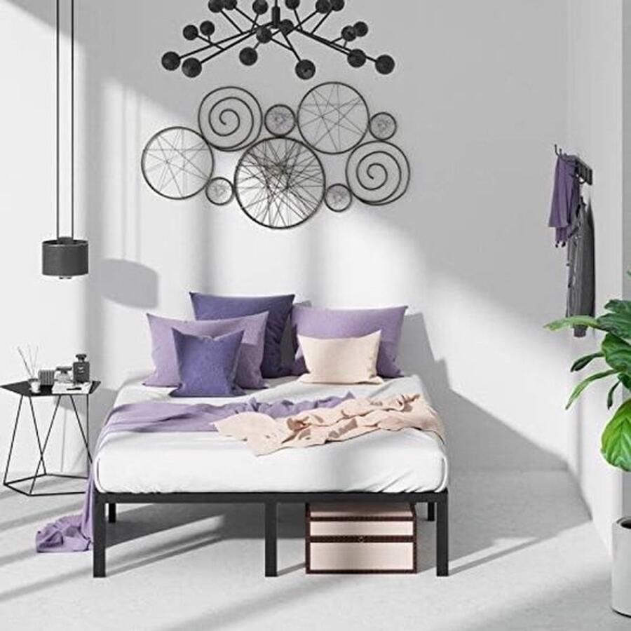 PolkaHome Metalen Bedframe met Opbergruimte Zwart 180x200 cm