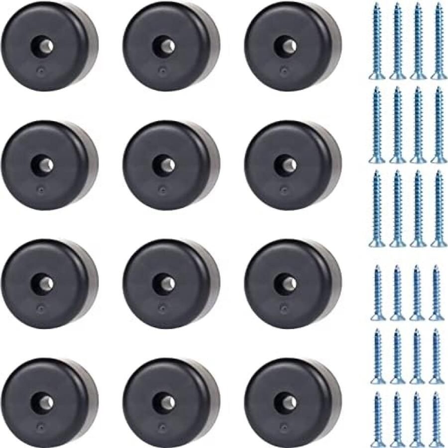 PolkaHome Meubelpoten Rond 24 stuks Zwart Ø 40 x H 25 mm Stevige Kunststof Kastvoeten Met Inclusief 48 Schroeven