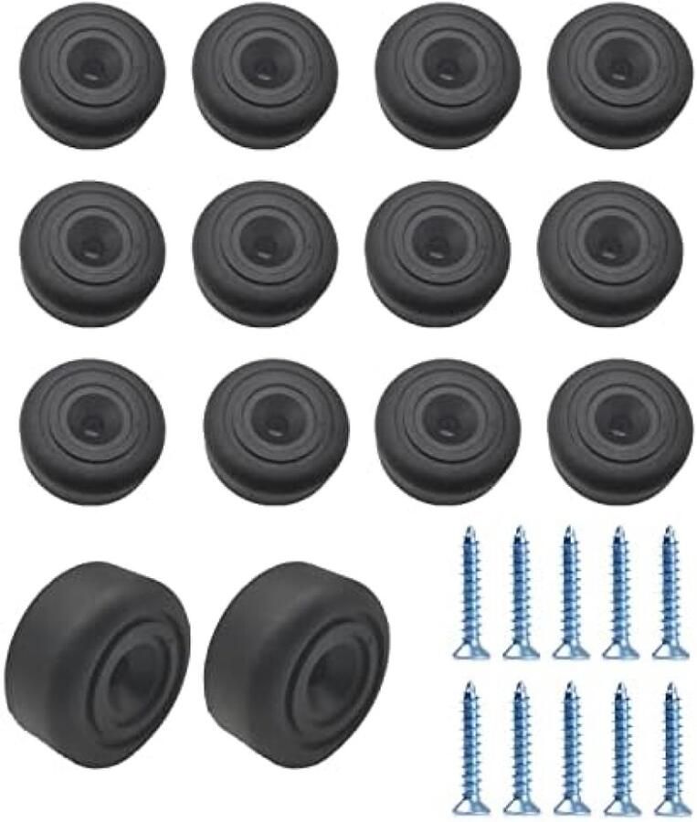 PolkaHome Meubelpoten rond 36 stuks voor meubels kleine meubelpoten zwart diameter 33 x H 13 mm kastpoten meubelglijders met 36 schroeven