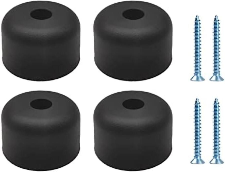 PolkaHome Meubelpoten Rond 4 stuks Zwarte Meubelpoten Ø 50 mm x H 30 mm Stevige Kastvoeten Met Schroeven Inclusief Voor Banken Tafels Stoelen en Meer