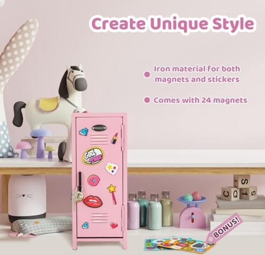 PolkaHome Mini Kluisje met Slot Roze Opbergkastje voor Bureau