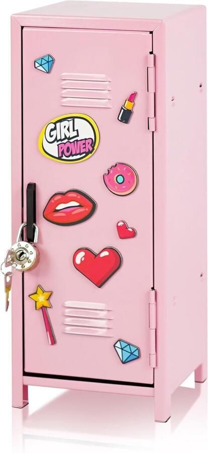 PolkaHome Mini Kluisje met Slot Roze Opbergkastje voor Sieraden en Kleinigheden
