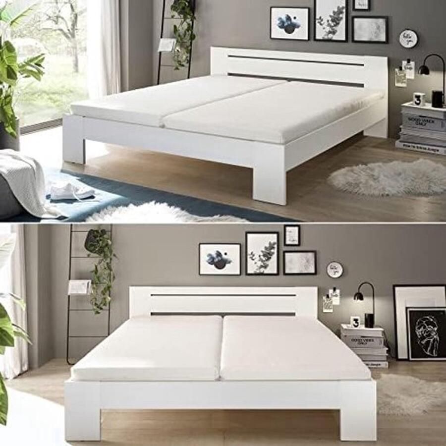 PolkaHome Minimalistisch tweepersoonsbed 180 x 200 cm Wit