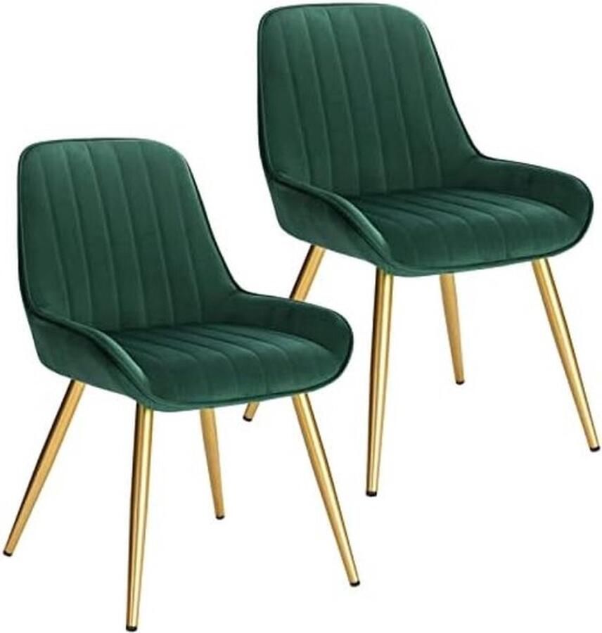 PolkaHome Moderne Gestoffeerde Eetkamerstoel met Comfortabele Zitting Donkergroen
