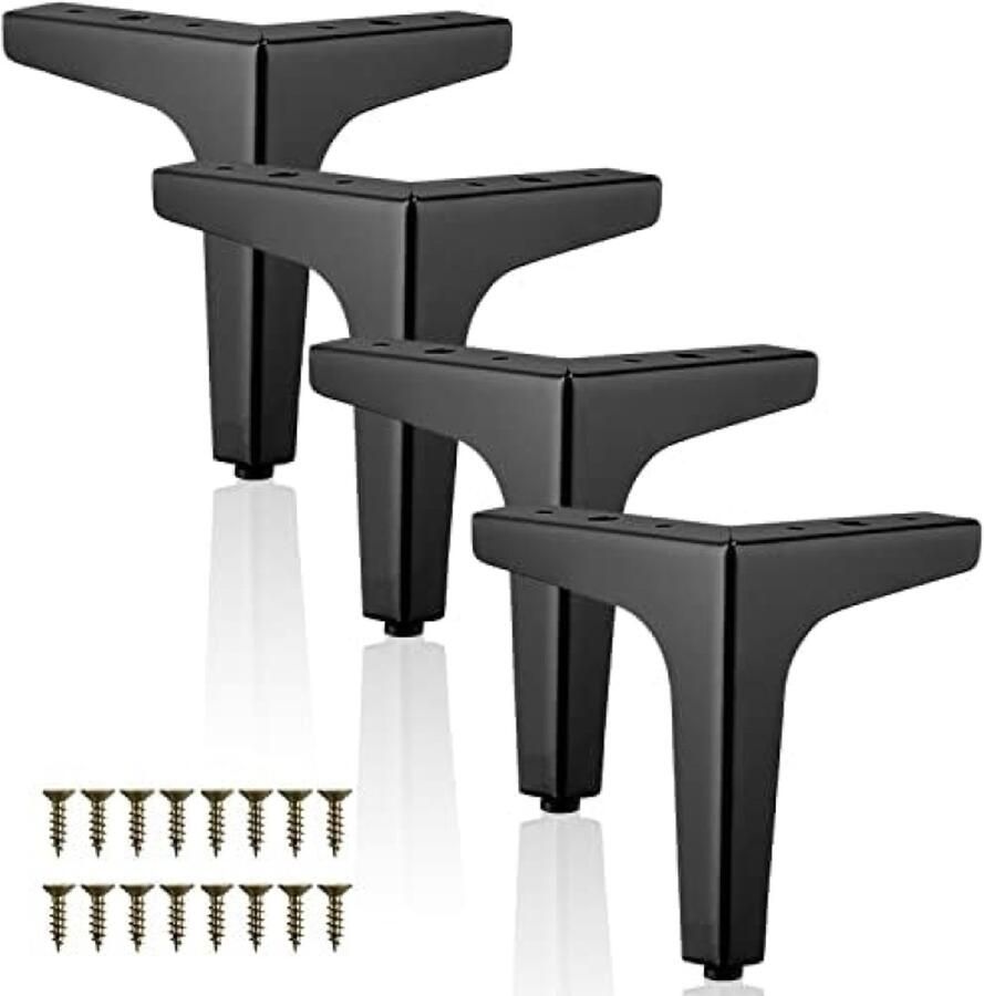 PolkaHome Meubelpoten 10 cm Metaal Zwart Set van 4 Draagvermogen tot 800 kg Geschikt voor Banken Kasten Tafels en Meer