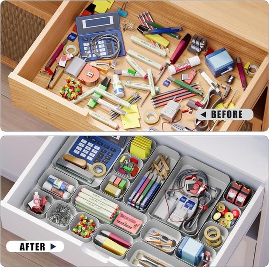 PolkaHome Modulaire Lade Organizer Set van 18 Stuks in Vier Maten voor Gebruiksmogelijkheden