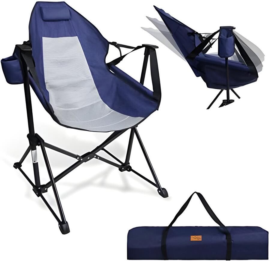PolkaHome Opvouwbare Camping Schommelstoel Extra Groot tuinstoel opvouwbaar klapstoel outdoor regisseursstoel strandstoel