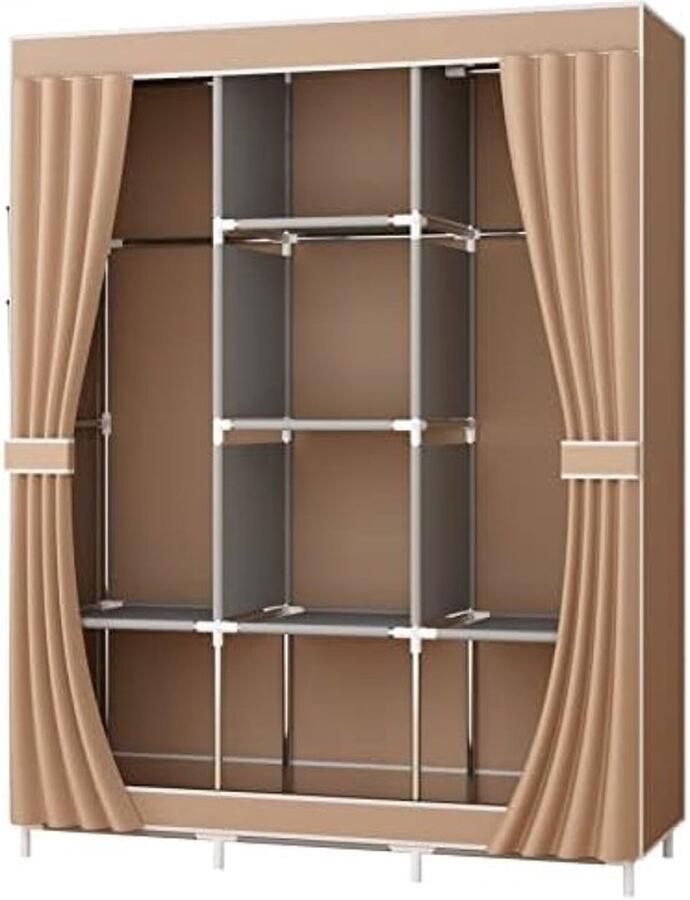 PolkaHome Opvouwbare Stoffen Kledingkast Bruin