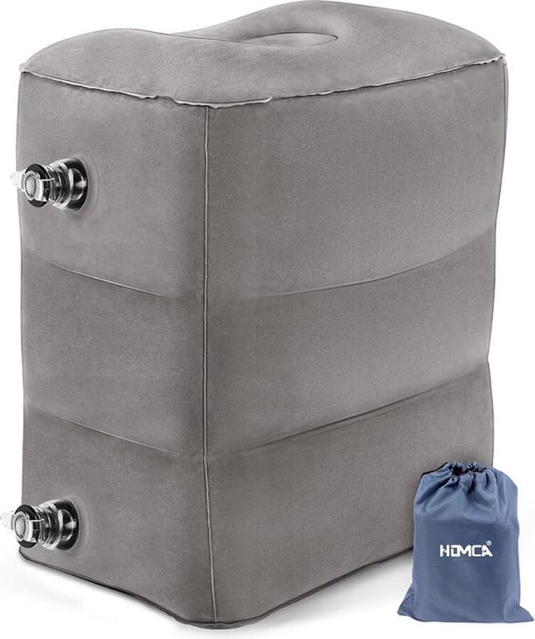 PolkaHome pblaasbaar Voetsteunkussen voor Reizen in Hoogte Verstelbaar voor Kinderen om te Slapen voor Voetrust op Vliegtuigauto's Bussen Treinen Kantoor