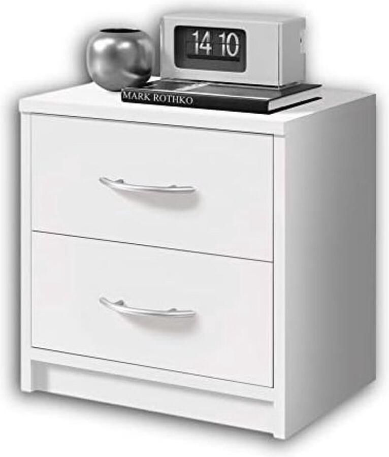 PolkaHome PEPE Nachtkastje eenvoudig nachtkastje met twee laden geschikt voor elk bed en slaapkamer