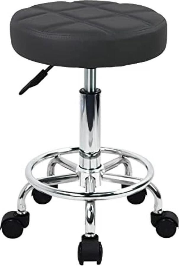 PolkaHome PU Lederen Ronde Rolling Kruk Draaibare Hoogte Aanpassing Home Office Kruk Opstellen Lab Keuken Massage Krukken met wielen Kantoorstoel