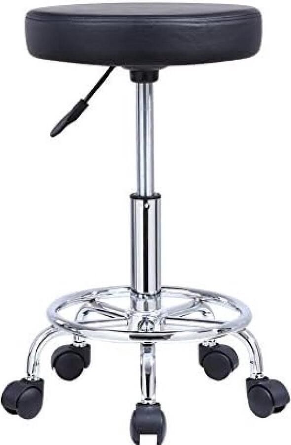 PolkaHome Rolkruk Werkkruk Barkruk in Zwart van Kunstleer