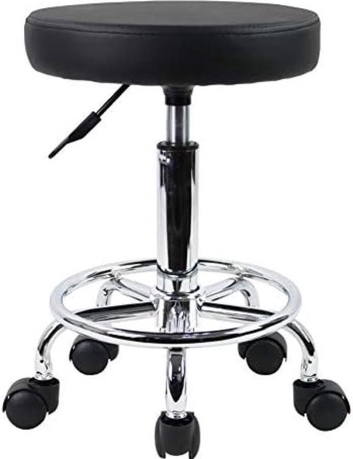 PolkaHome Roll kruk Barkruk Kantoorkruk draaibaar gemaakt van kunstleer in hoogte verstelbaar