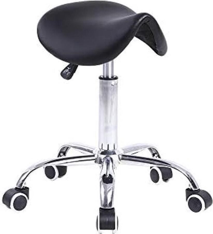 PolkaHome Rollende zadelkruk PU lederen draaibare verstelbare rolkruk met wielen salonstoel