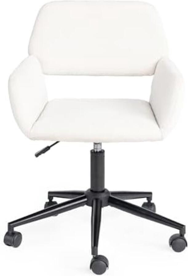 PolkaHome Scandinavische bureaustoel in hoogte verstelbare computerstoel crèmestijl stalen frame