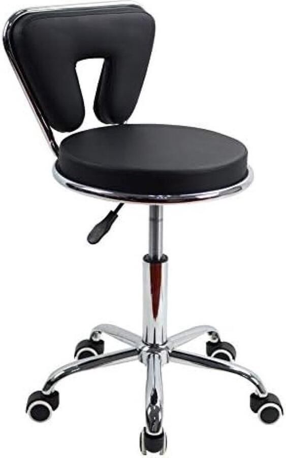 PolkaHome Schommelstoel Rol kruk Bureaustoel Hoogte verstelbaar Draaibare kruk met lage rugleuning gemaakt van PU-leer