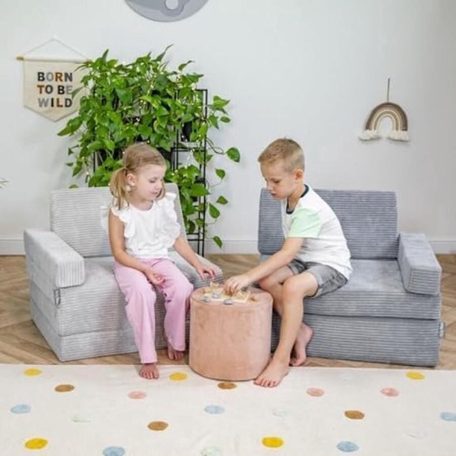 PolkaHome Schuimbank voor kinderen multifunctionele matras fauteuil voor kinderen opvouwbaar bed opvouwbare peuterbank stoel voor speelkamer slaapkamer woonkamer donkergrijs