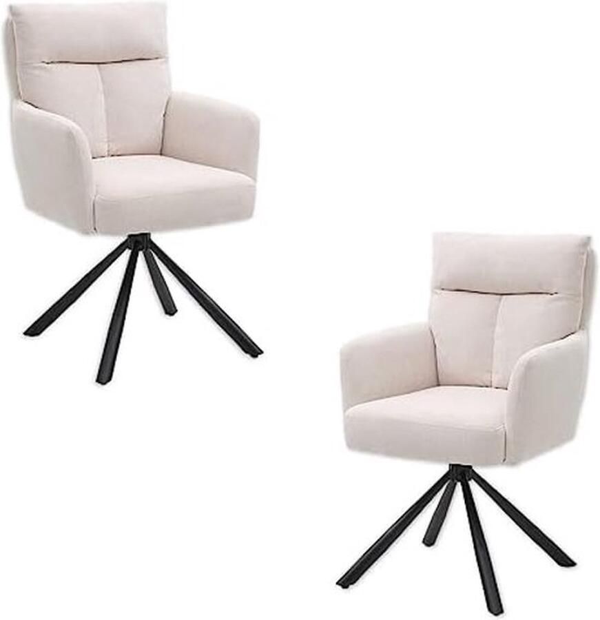 PolkaHome Set van 2 moderne comfortabele eetkamerstoelen met zwart metalen frame en corduroy bekleding