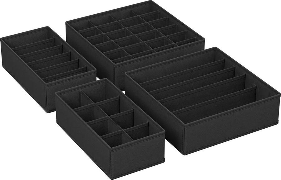 PolkaHome set van 4 Opbergdozen lade-organizer opbergsysteem voor kledingkast opvouwbaar voor beha's ondergoed sokken stropdassen vouwdoos