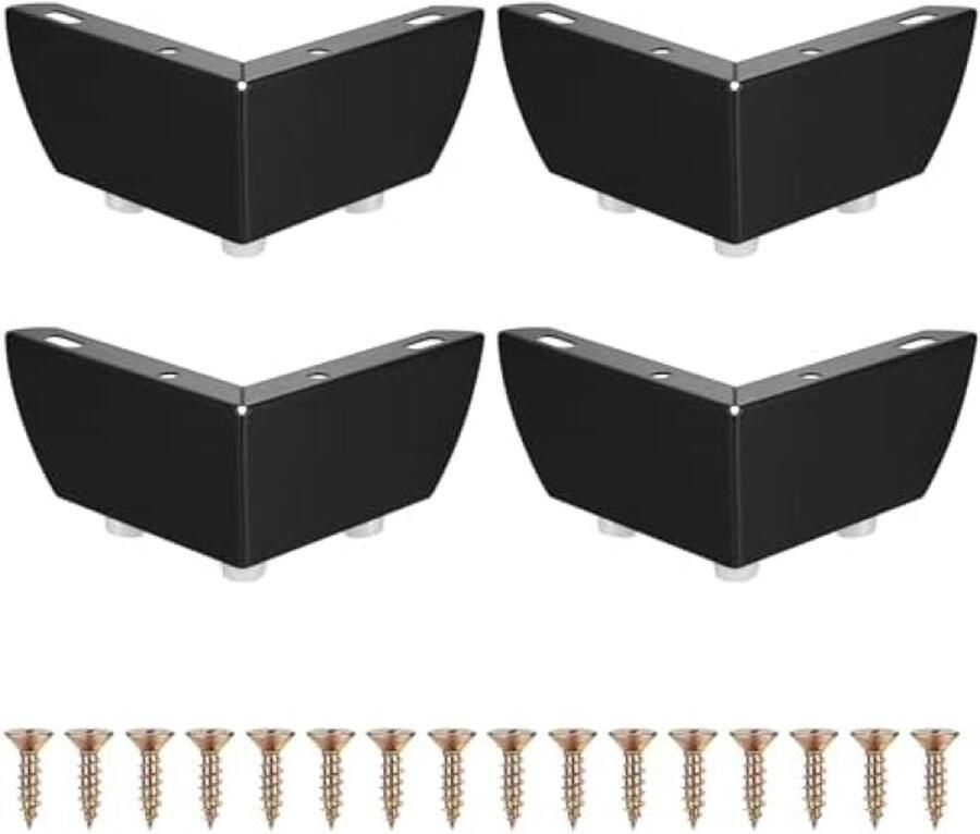 PolkaHome Set van 4 zwarte metalen meubelpoten driehoekig design 55 mm hoog voor kasten banken stoelen en keukenunits vervangende meubelpoten met eenvoudige installatie