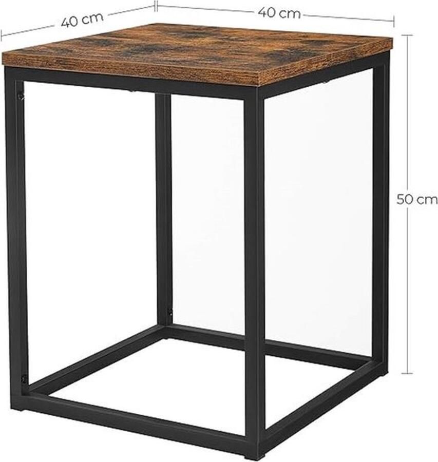PolkaHome Side Table for Sofa nachtkastje frame van staal voor woonkamer kantoor slaapkamer 40D x 40W x 50H centimetres