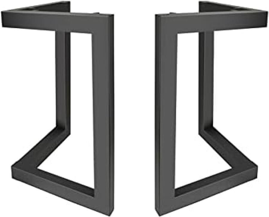 PolkaHome Stalen Tafelpoot Industrieel Set van 2 Zwart V-Vorm Hoogte 45cm 71cm Maximale Belasting 280kg Inclusief Montagemateriaal