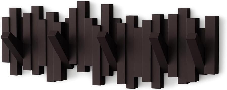 PolkaHome Sticks wandkapstok met 5 haken Espresso