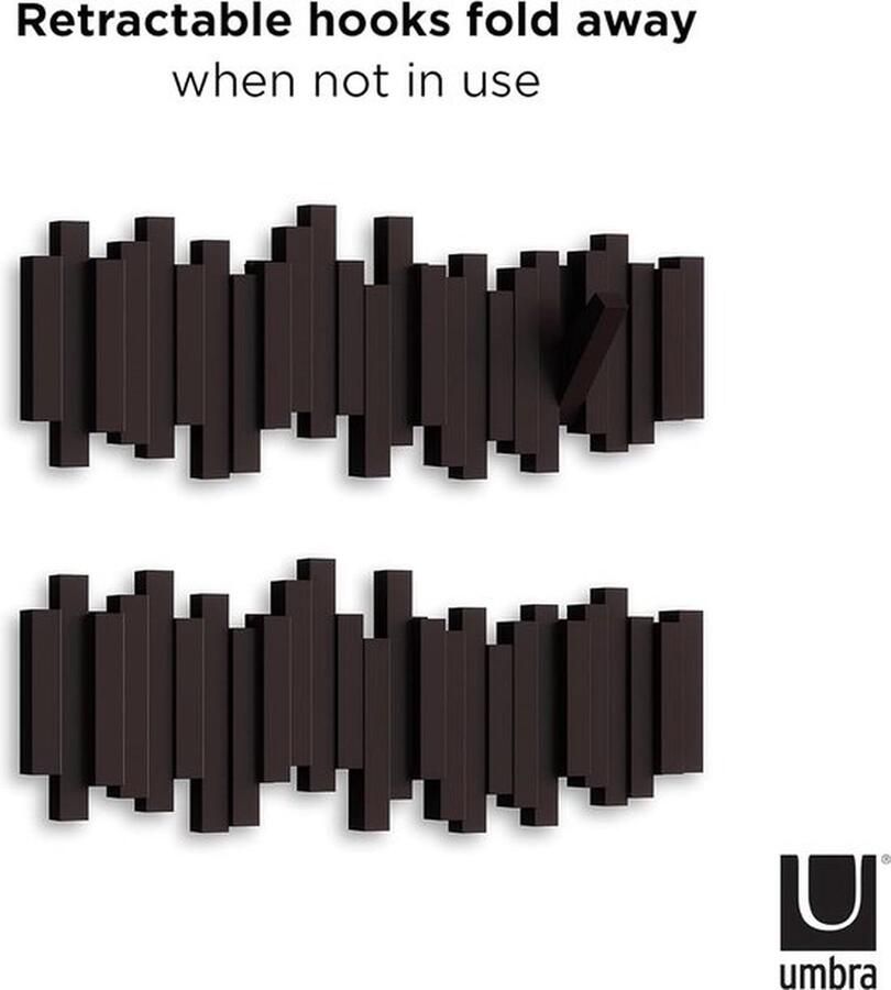 PolkaHome Sticks wandkapstok met 5 haken Espresso