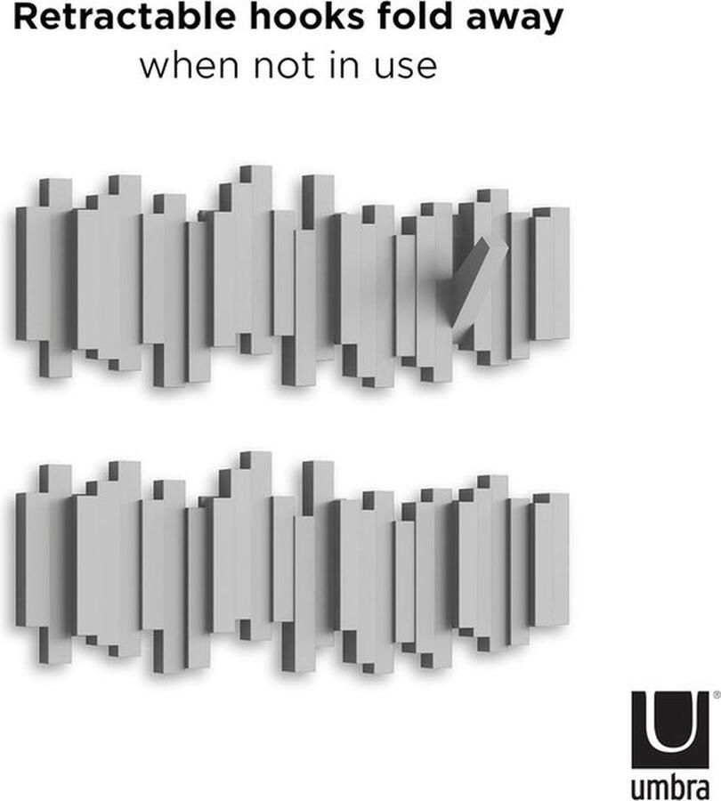 PolkaHome Sticks wandkapstok met 5 haken Grijs