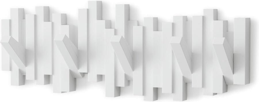 PolkaHome Sticks wandkapstok met 5 haken Wit