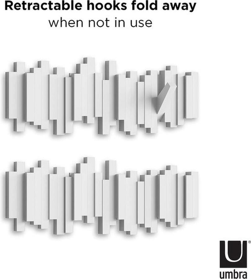 PolkaHome Sticks wandkapstok met 5 haken Wit