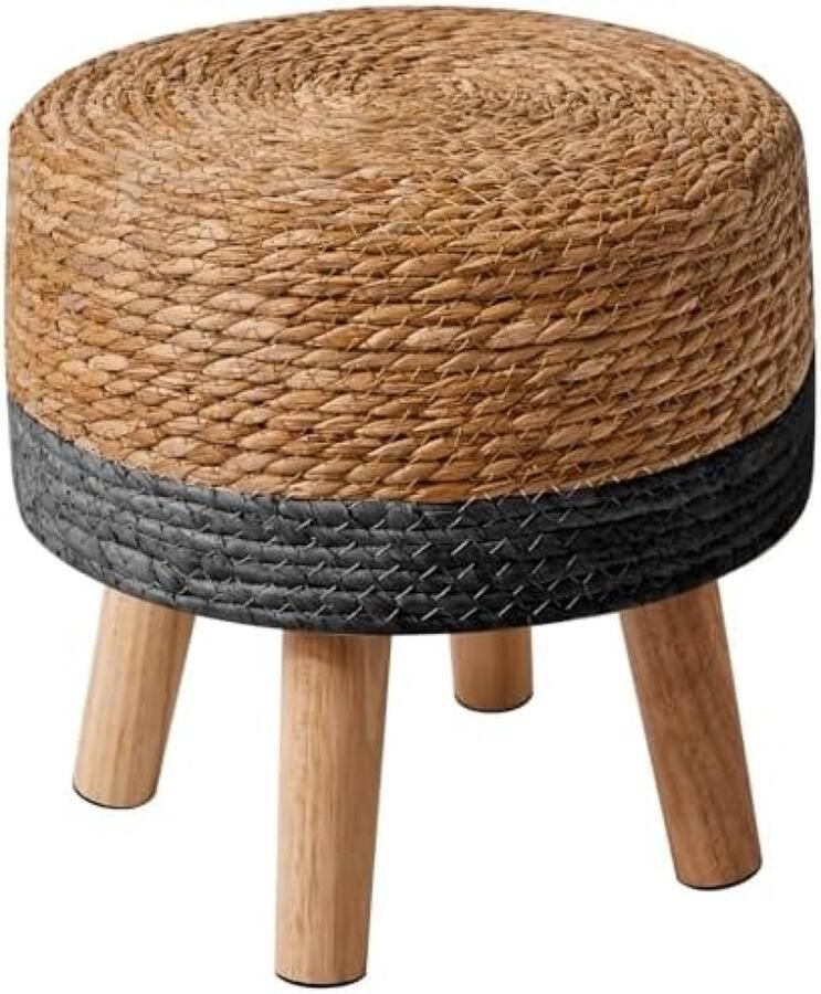 PolkaHome Stijlvolle Poef van Natuurlijk Zeegras en Dennenpoten