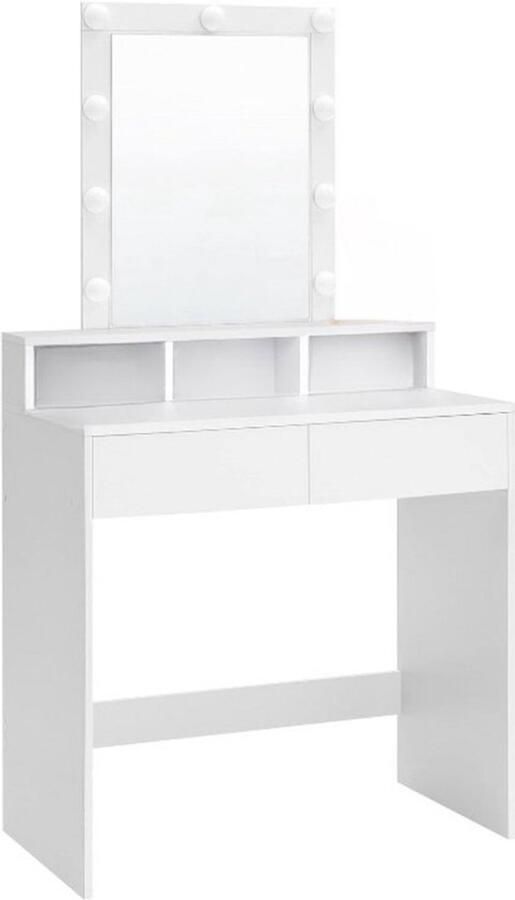 ZAZA Home Stijlvolle Witte Kaptafel en Luxe Make up Tafel Eenvoudige Montage Verstelbare LED Verlichting en Ruime Opbergruimte! Creëer Jouw Perfecte Make-up Hoekje