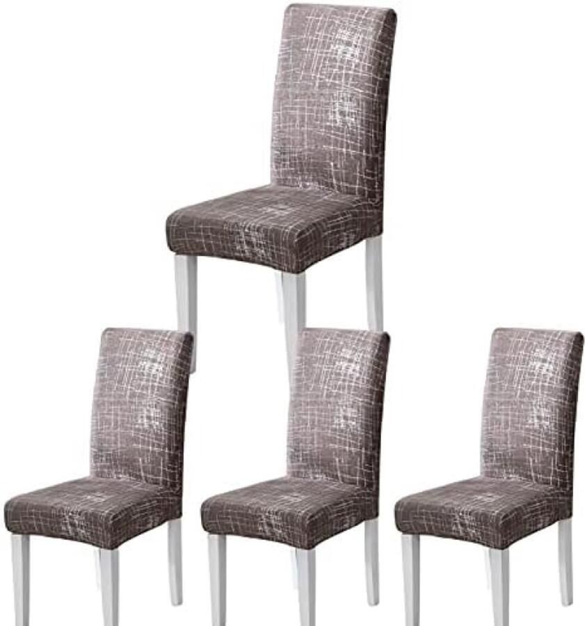 PolkaHome Stoelhoes Eetstoelhoezen Stoelhoezen Voor Eetkamerstoelen 4 Stuks Stretch Eetkamerstoelhoezen Voor Hotel Restaurant Bruiloft Eetkamer (Grijs Modern)